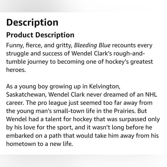 Bleeding Blue Giving My All For The Game Wendel Clark Hardcover Book - Picture 2 of 5